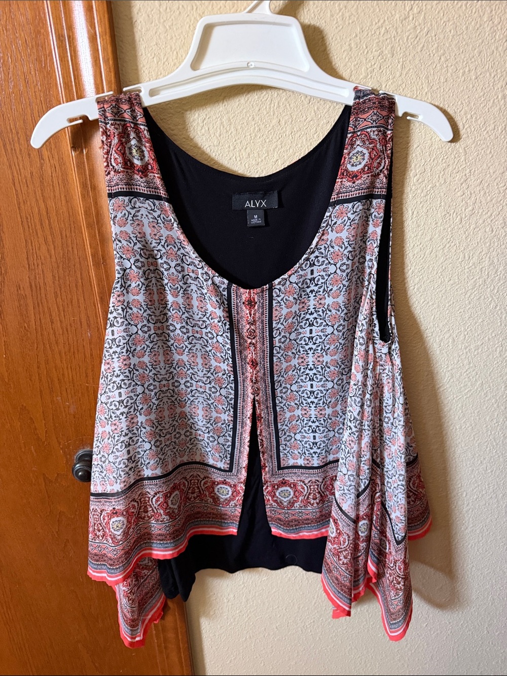 ALYX Black Tank with Pink Paisley Overlay